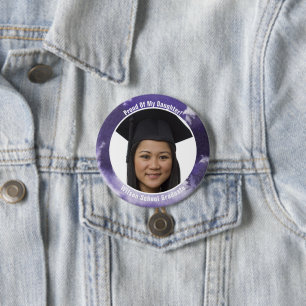 Macaron Rond 7,6 Cm Fier de votre pourpre licencié de bouton de photo