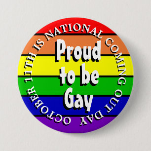 Macaron Rond 7,6 Cm Fier d'être gay, journée nationale de sortie