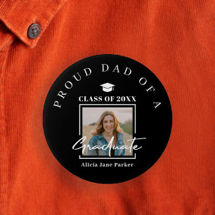 Macaron Rond 7,6 Cm Fier maman personnalisée texte diplômé photo noir