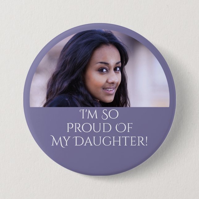 Macaron Rond 7,6 Cm Fier Parent Graduation Fille Photo Violet (Devant)