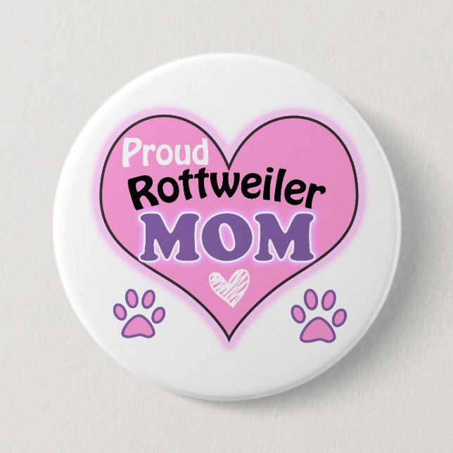 Macaron Rond 7,6 Cm Fier Rottweiler Maman (Devant)