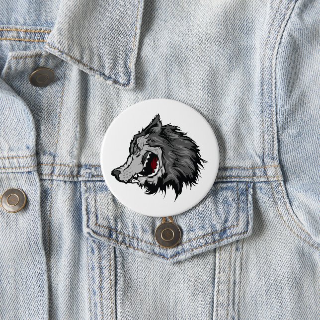 Macaron Rond 7,6 Cm Fierce Wolf Head Bold Wild Animal (Créateur téléchargé)