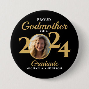 Macaron Rond 7,6 Cm Fière Godmère d'un Diplômé de 2024 photo et nom