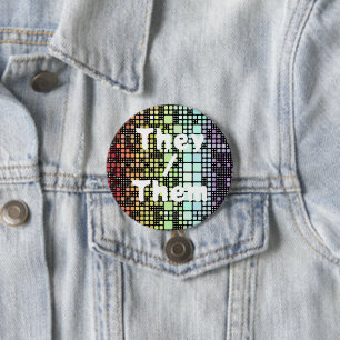 Macaron Rond 7,6 Cm Fierté Neurogenre Géométrique Groovy Funky Rétro M