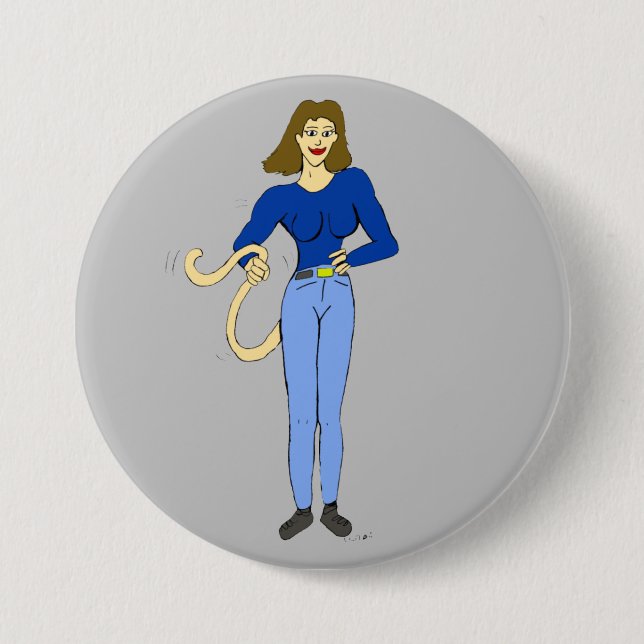 Macaron Rond 7,6 Cm fille avec bouton de queue (Devant)