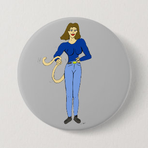Macaron Rond 7,6 Cm fille avec bouton de queue