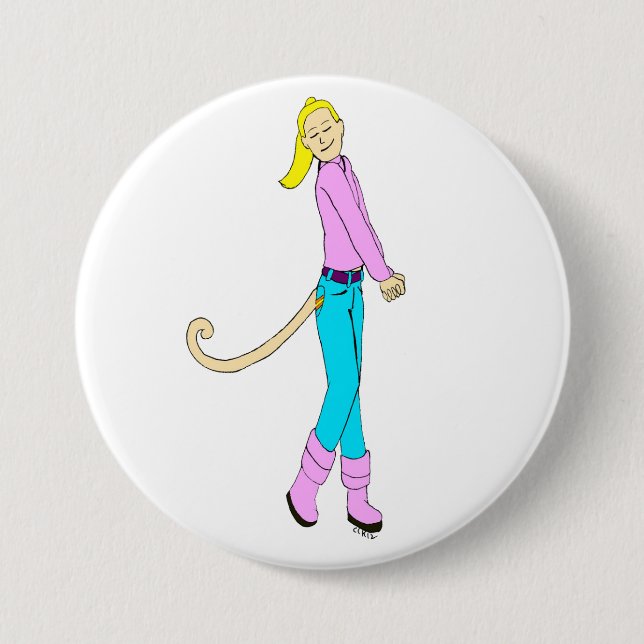 Macaron Rond 7,6 Cm fille avec une queue (Devant)