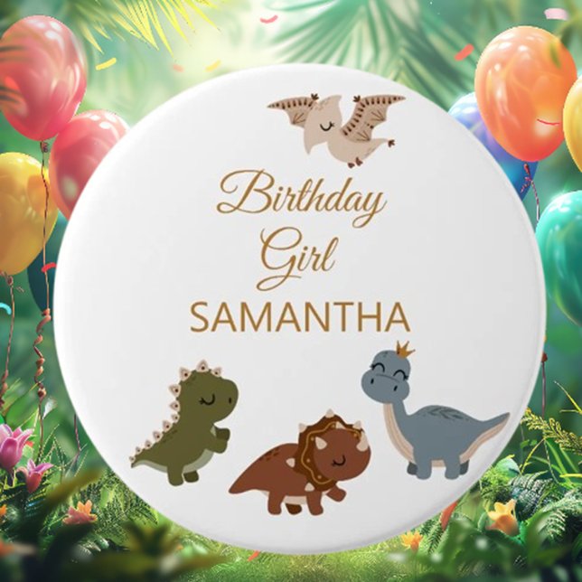 Macaron Rond 7,6 Cm FILLE Boho T rex Dinosaur (Unleash your style with the GIRL Boho T rex Dinosaur Button!)