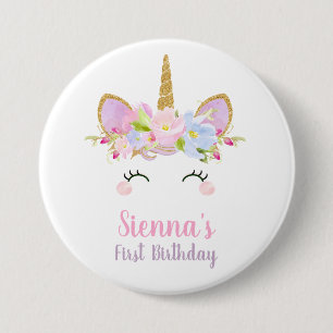 Macaron Rond 7,6 Cm Fille d'anniversaire d'insigne rond de licorne