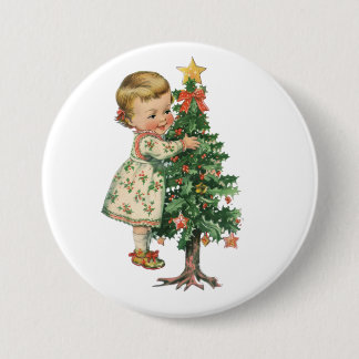 Macaron Rond 7,6 Cm Fille de Noël