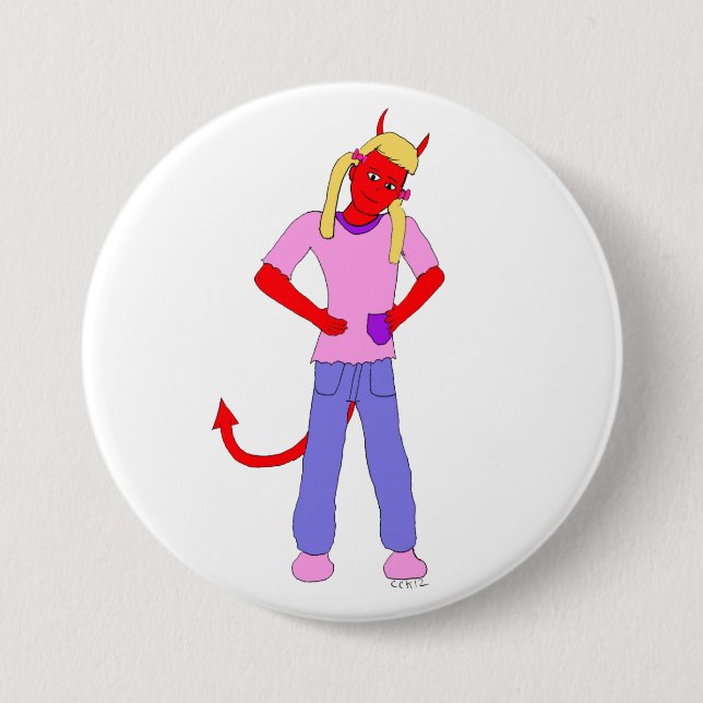 Macaron Rond 7,6 Cm fille diable (Devant)