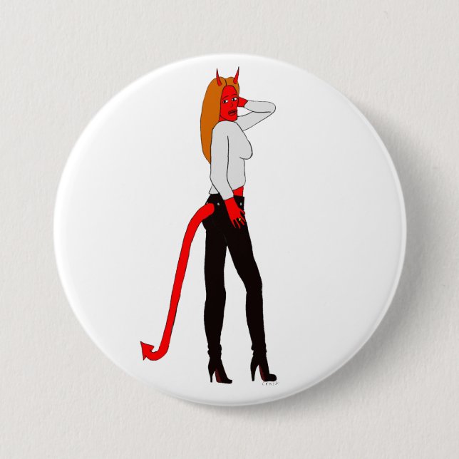 Macaron Rond 7,6 Cm fille diable (Devant)