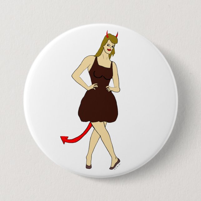 Macaron Rond 7,6 Cm fille diable (Devant)