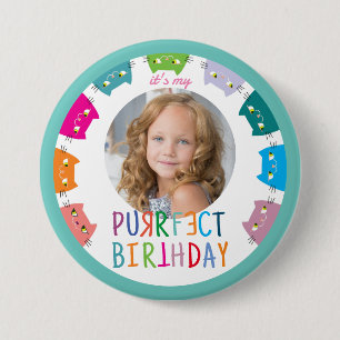 Macaron Rond 7,6 Cm Fille Photo Anniversaire