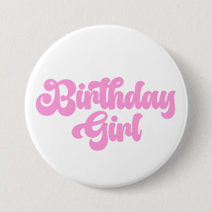 Macaron Rond 7,6 Cm Fille rose Anniversaire Fille 1er Premier Annivers