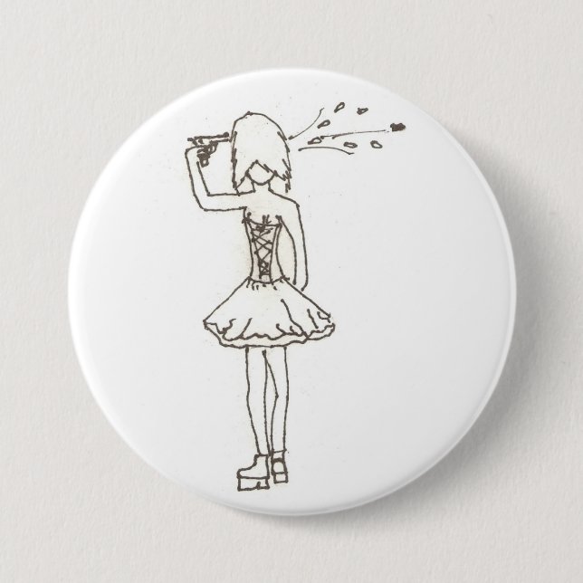 Macaron Rond 7,6 Cm Fille suicidaire (Devant)
