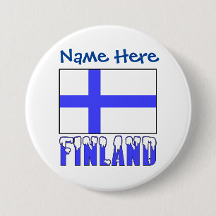 Macaron Rond 7,6 Cm Finlande et drapeau finlandais bleu Personnalisati