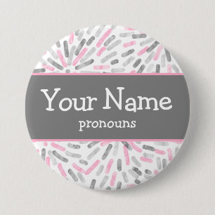 Macaron Rond 7,6 Cm Fireworks Demigirl Fierté Drapeau Pronouns Nametag