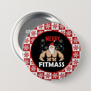 Macaron Rond 7,6 Cm Fitness amusant Thème Noël Fitmas Trainer Salle