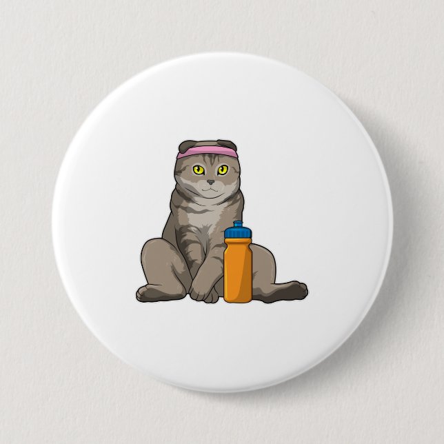 Macaron Rond 7,6 Cm Fitness Chat Boire de la tasse (Devant)