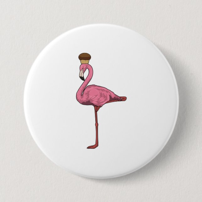 Macaron Rond 7,6 Cm Flamant rose avec muffin (Devant)
