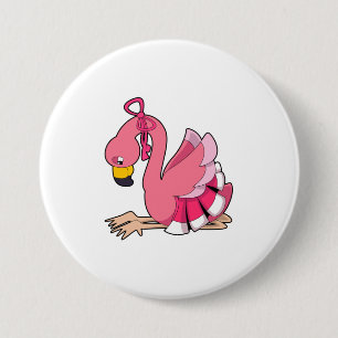 Macaron Rond 7,6 Cm Flamant rose avec ruban