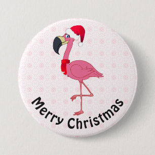 Macaron Rond 7,6 Cm Flamant rose de Noël 3 pouces rond bouton