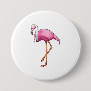 Macaron Rond 7,6 Cm Flamant rose en mariée avec voile