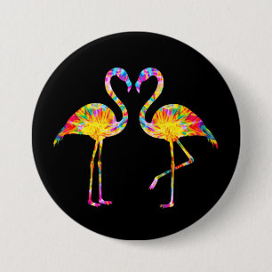 MACARON ROND 7,6 CM FLAMANT ROSE TEINTURE EN NŒUD