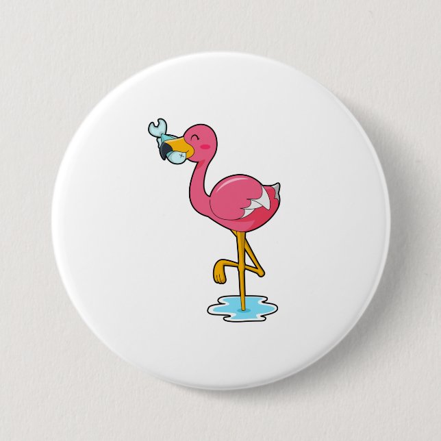 Macaron Rond 7,6 Cm Flamingo (Devant)