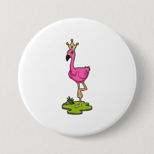 Macaron Rond 7,6 Cm Flamingo as Princess with Crown