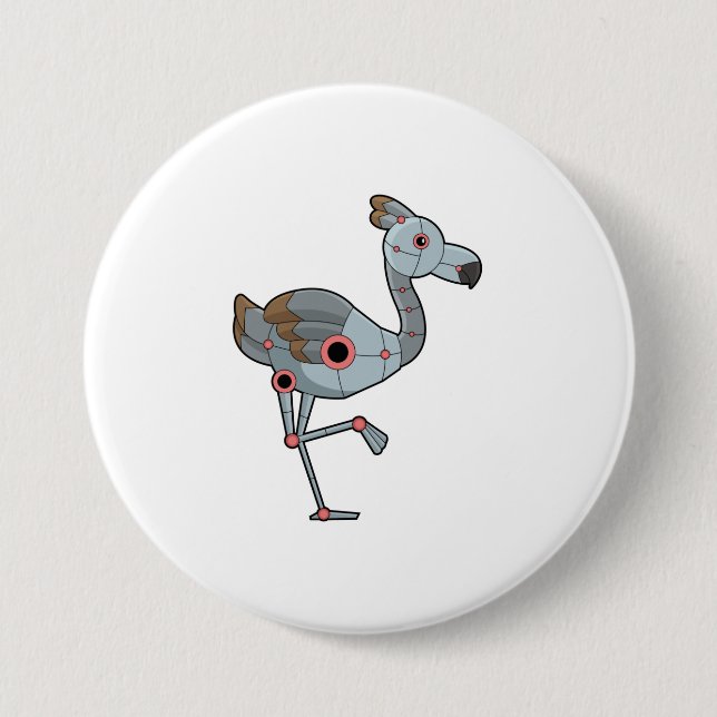 Macaron Rond 7,6 Cm Flamingo as Robot (Devant)