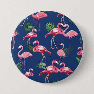 Macaron Rond 7,6 Cm Flamingos Love Pattern 2