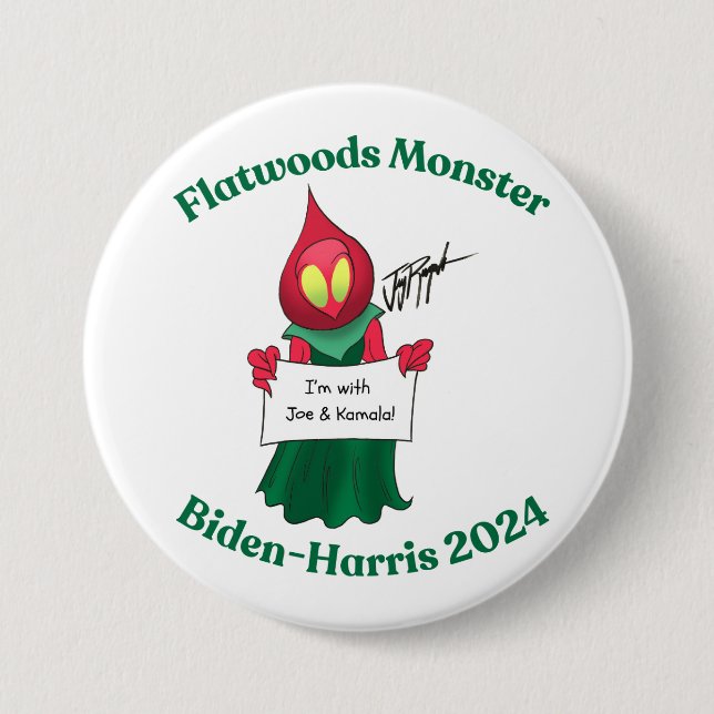 Macaron Rond 7,6 Cm Flatwoods Monster Biden-Harris Pin (Devant)