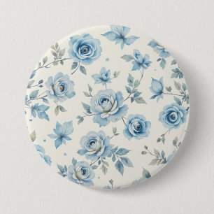 Macaron Rond 7,6 Cm Fleur bleue