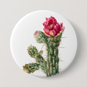 Macaron Rond 7,6 Cm Fleur Cactus