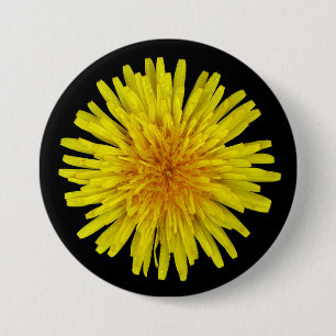 Macaron Rond 7,6 Cm Fleur de Dandelion Jaune ensoleillée en été sur n'