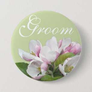 Macaron Rond 7,6 Cm Fleur de pommier rose clair marié mariage