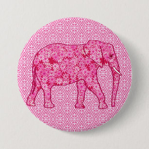 Macaron Rond 7,6 Cm Fleur d'éléphant - rose fuchsia