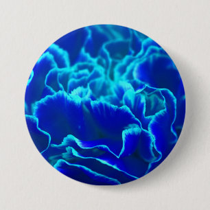 Macaron Rond 7,6 Cm Fleur d'oeillet bleu et Turquoise