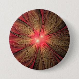 Macaron Rond 7,6 Cm Fleur fractale de fansy rouge