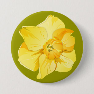 Macaron Rond 7,6 Cm Fleur jaune de ressort de Court-Trompette de