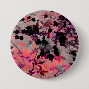 Macaron Rond 7,6 Cm Fleur noire rouge motif graphisme