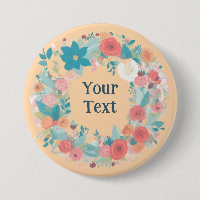 Macaron Rond 7,6 Cm Fleur sauvage romantique Wreath Lapel (Devant)