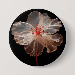 Macaron Rond 7,6 Cm Fleur translucide élégante sur le noir