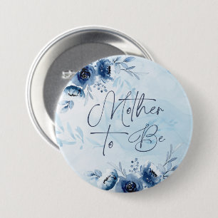 Macaron Rond 7,6 Cm Fleurs Bleues Garçon Baby shower Mère à être