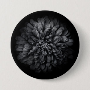 Macaron Rond 7,6 Cm Fleurs De jardin En Noir Et Blanc No 68