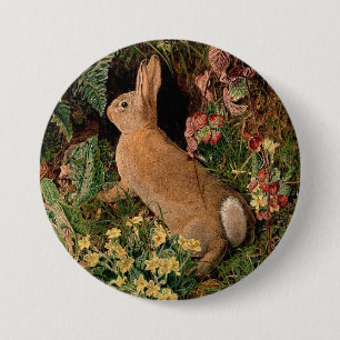 Macaron Rond 7,6 Cm Fleurs de lapin lapin fougères vintage printemps d