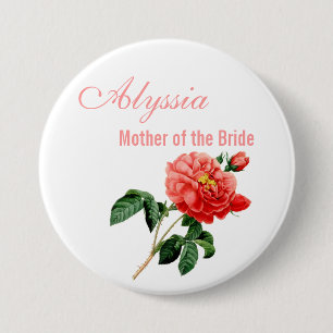 Macaron Rond 7,6 Cm Fleurs de rose rouge vintage mère de la mariée