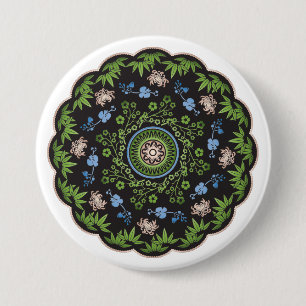 Macaron Rond 7,6 Cm Fleurs Mah Jongg/Bouton Un Point